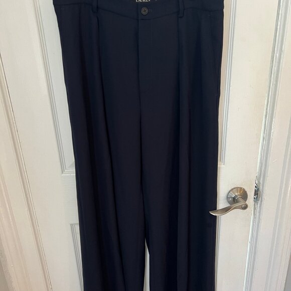 Navy Double-Faced Georgette Wide-Leg Pant - Picture 11 of 13